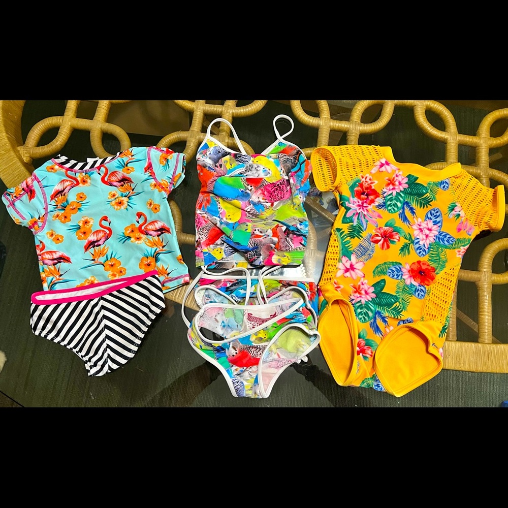 Kids Swimsuit x 4. Rash Gaurd•Bikini•Board Shorts 3T-4/5 Appaman•Paper Wings
